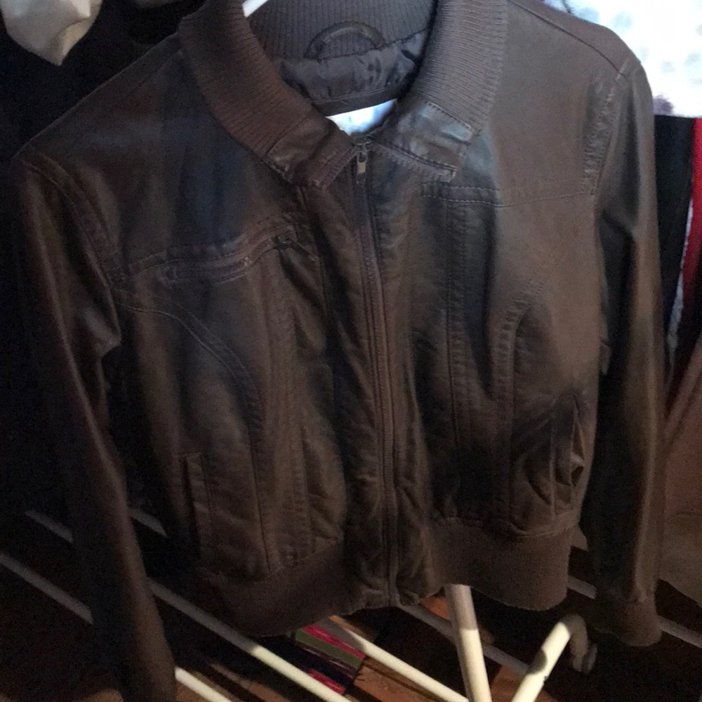Brown leather jacket